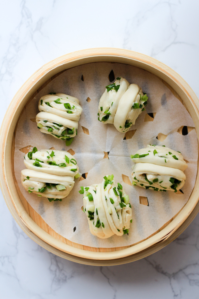 Steamed scallion buns steps